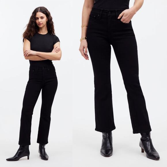 NEW Madewell Mid-Rise Kick Out Crop Jeans Womens size 25 Petite Black Rinse - Picture 11 of 12